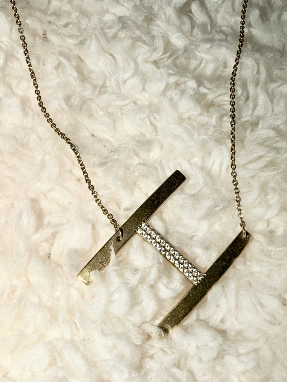 Gold Initial H Pendant Necklace - Gold Over Sterling Silver Fabulous Necklace